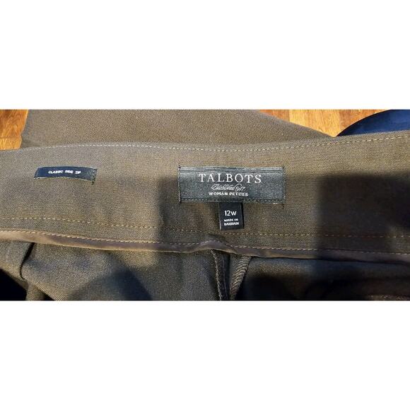 Talbots Womens Classic Side Zip Straight Pants‎ 12WP Petite Dark Brown 34x29 - Picture 2 of 3